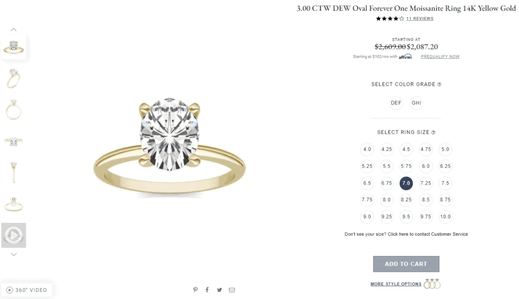 Charles and Colvard Online Shopping Experience