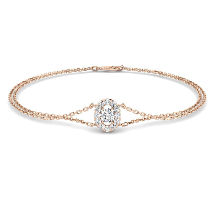 Oval Halo Diamond Bracelet 0.30ct G/SI Quality in 18k Rose Gold